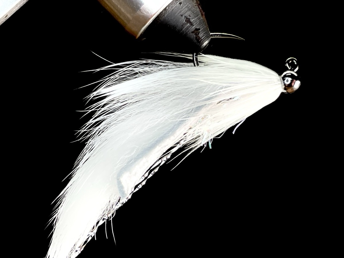 Tannycomo White Jig fly pattern tied by Brent Jones