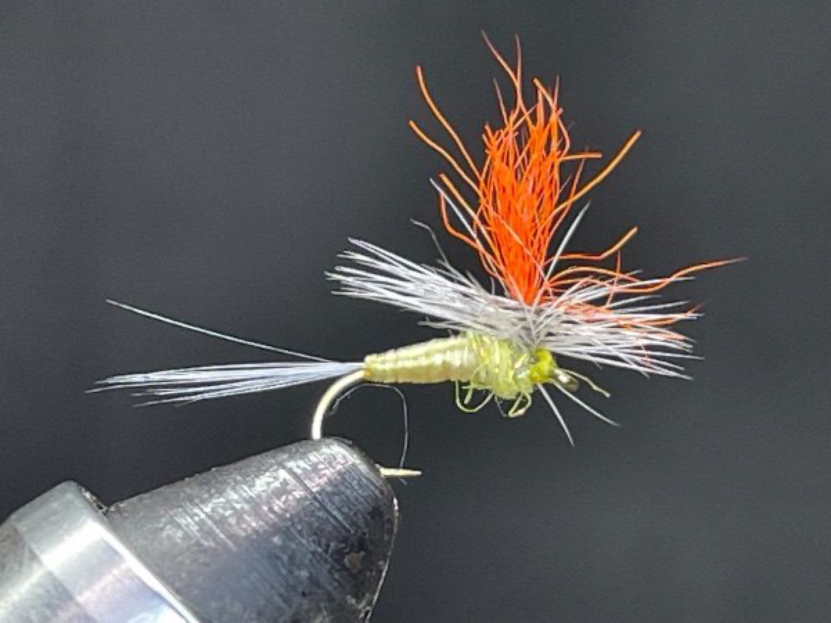 PMD Hi-Viz Parachute Dry Fly (Ephemerella dorothea) fly pattern tied by Brent Jones