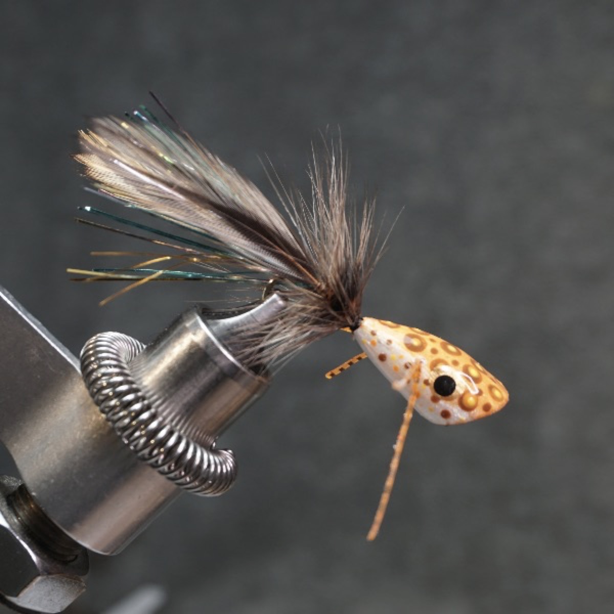 Hand Carve Balsa Popper fly pattern tied by Christian Andrews