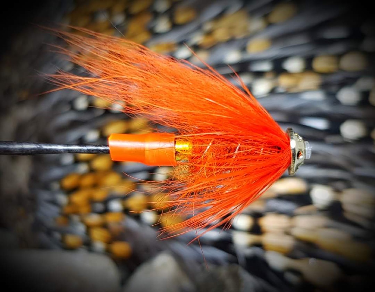 Hot orange tubefly fly pattern tied by John Moore