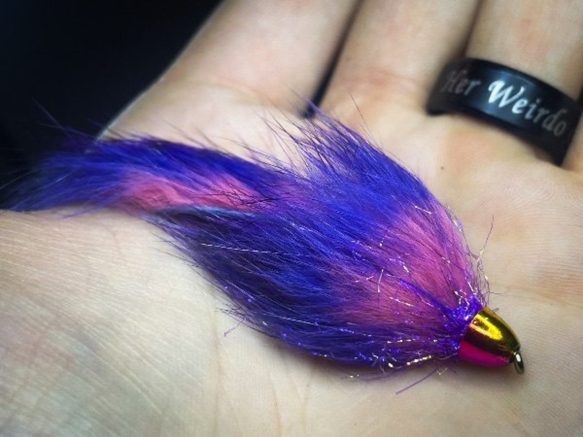 Purple zonko streamer fly pattern tied by Blake Glover