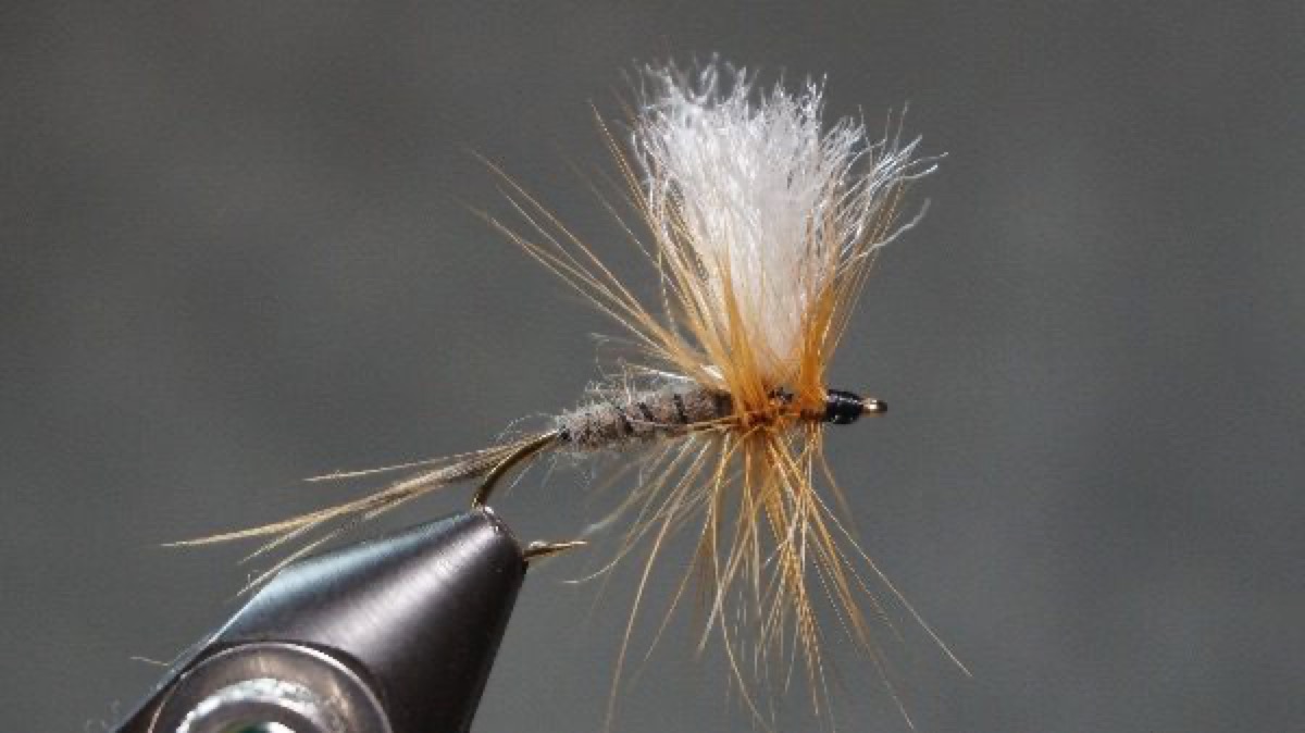 Polypropylene winged adult mayfly fly pattern tied by Christian Andrews