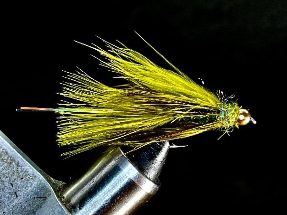 Olive Dirty Bugger fly pattern tied by Brent Jones