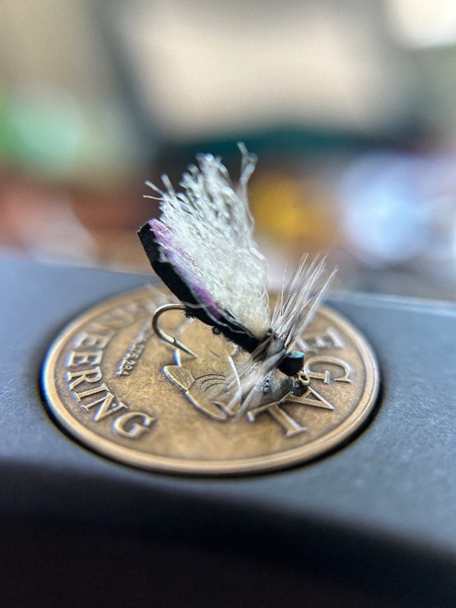 Little black stone fly pattern tied by Derek Huntoon