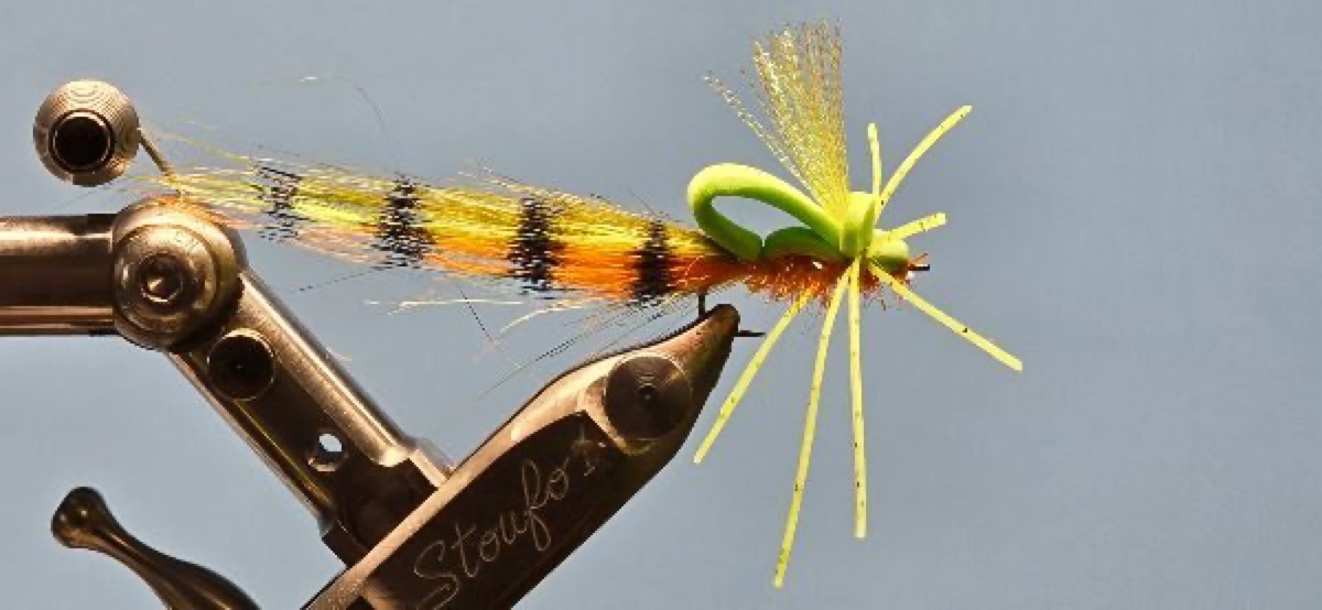 Fire Tiger Stealth Bomber fly pattern tied by Darrell Olson