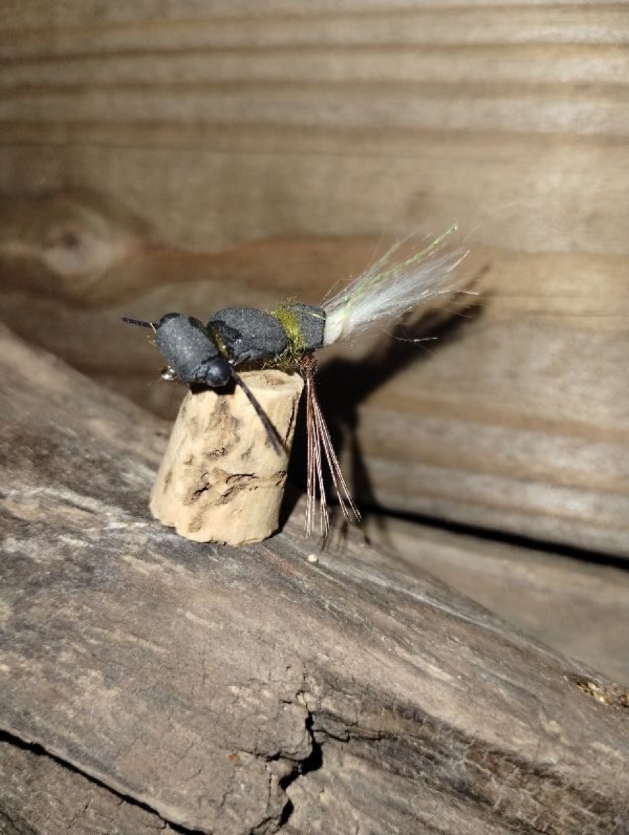 Black Ant Hopper fly pattern tied by Shannon Wood