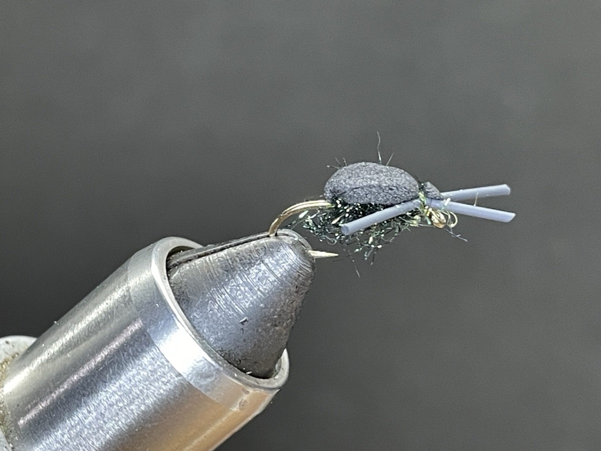 Foam beetle fly pattern tied by Jaselyn Jones
