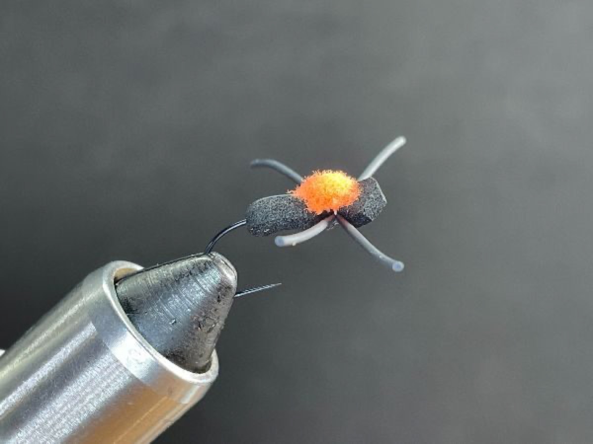 Hot spot foam beetle fly pattern tied by Brent Jones