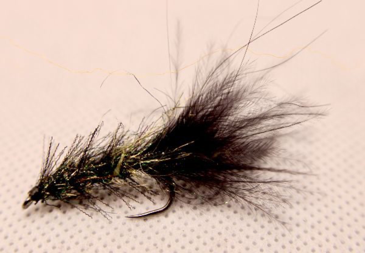 Black n Gold Organza Bugger fly pattern tied by Rick Passek