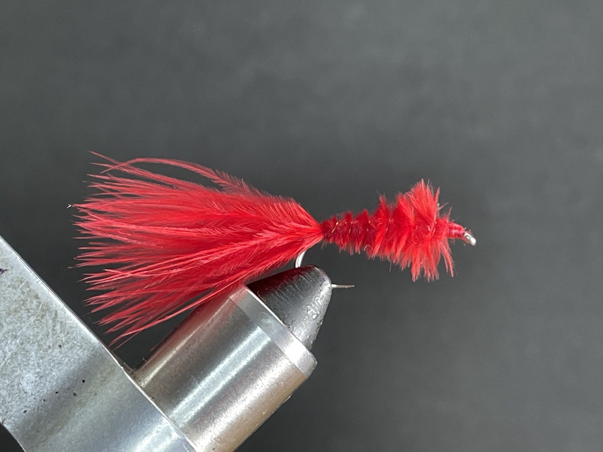 Red Twisted Marabou Leech fly pattern tied by Brent Jones